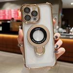 For iPhone 12 Pro Max Space Shield MagSafe Holder Shockproof Phone Case(Desert Gold)
