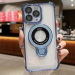 For iPhone 11 Pro Space Shield MagSafe Holder Shockproof Phone Case(Sierra Blue)