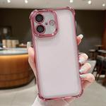 For iPhone 16 Plus Electroplating Space TPU Four-corner Shockproof Phone Case with Lens Film(Pink)