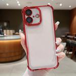 For iPhone 16 Electroplating Space TPU Four-corner Shockproof Phone Case with Lens Film(Red)