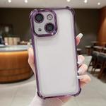 For iPhone 15 Plus Electroplating Space TPU Four-corner Shockproof Phone Case with Lens Film(Purple)