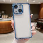 For iPhone 15 Electroplating Space TPU Four-corner Shockproof Phone Case with Lens Film(Blue)