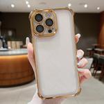 For iPhone 13 Pro Max Electroplating Space TPU Four-corner Shockproof Phone Case with Lens Film(Desert Gold)