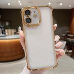 For iPhone 12 Electroplating Space TPU Four-corner Shockproof Phone Case with Lens Film(Desert Gold)