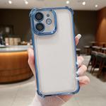 For iPhone 12 Electroplating Space TPU Four-corner Shockproof Phone Case with Lens Film(Blue)