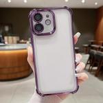 For iPhone 12 Electroplating Space TPU Four-corner Shockproof Phone Case with Lens Film(Purple)