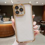 For iPhone 11 Pro Electroplating Space TPU Four-corner Shockproof Phone Case with Lens Film(Desert Gold)