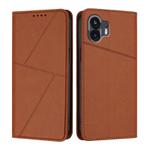 For Nothing Phone 2 Strong Magnetic Frosted Flip Leather Phone Case(Coffee Color)