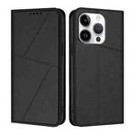 For iPhone 16 Pro Strong Magnetic Frosted Flip Leather Phone Case(Black)
