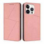 For iPhone 16 Pro Strong Magnetic Frosted Flip Leather Phone Case(Pink)
