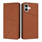For iPhone 16 Plus Strong Magnetic Frosted Flip Leather Phone Case(Coffee Color)