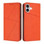 For iPhone 16 Plus Strong Magnetic Frosted Flip Leather Phone Case(Orange)