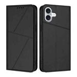 For iPhone 16 Plus Strong Magnetic Frosted Flip Leather Phone Case(Black)