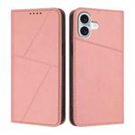For iPhone 16 Plus Strong Magnetic Frosted Flip Leather Phone Case(Pink)
