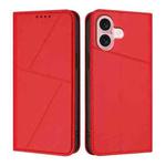 For iPhone 16 Strong Magnetic Frosted Flip Leather Phone Case(Red)