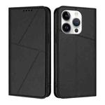 For iPhone 15 Pro Strong Magnetic Frosted Flip Leather Phone Case(Black)