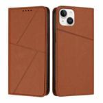 For iPhone 15 Plus Strong Magnetic Frosted Flip Leather Phone Case(Coffee Color)