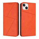 For iPhone 15 Plus Strong Magnetic Frosted Flip Leather Phone Case(Orange)