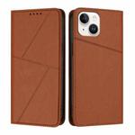 For iPhone 15 Strong Magnetic Frosted Flip Leather Phone Case(Coffee Color)