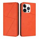 For iPhone 14 Pro Strong Magnetic Frosted Flip Leather Phone Case(Orange)
