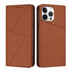 For iPhone 13 Pro Max Strong Magnetic Frosted Flip Leather Phone Case(Coffee Color)
