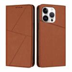 For iPhone 13 Pro Strong Magnetic Frosted Flip Leather Phone Case(Coffee Color)