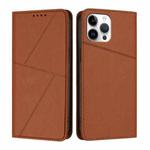 For iPhone 12 Pro Max Strong Magnetic Frosted Flip Leather Phone Case(Coffee Color)
