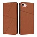 For iPhone SE 2022 / SE 2020 / 8 / 7 Strong Magnetic Frosted Flip Leather Phone Case(Coffee Color)