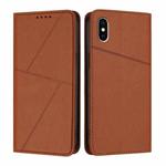 For iPhone X / XS Strong Magnetic Frosted Flip Leather Phone Case(Coffee Color)
