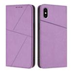 For iPhone X / XS Strong Magnetic Frosted Flip Leather Phone Case(Light Purple)