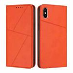 For iPhone X / XS Strong Magnetic Frosted Flip Leather Phone Case(Orange)