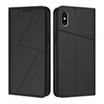 For iPhone X / XS Strong Magnetic Frosted Flip Leather Phone Case(Black)