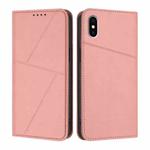 For iPhone X / XS Strong Magnetic Frosted Flip Leather Phone Case(Pink)
