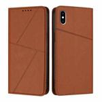 For iPhone XS Max Strong Magnetic Frosted Flip Leather Phone Case(Coffee Color)