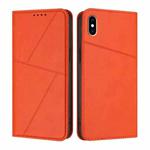 For iPhone XS Max Strong Magnetic Frosted Flip Leather Phone Case(Orange)