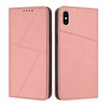 For iPhone XS Max Strong Magnetic Frosted Flip Leather Phone Case(Pink)