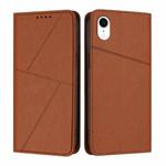 For iPhone XR Strong Magnetic Frosted Flip Leather Phone Case(Coffee Color)