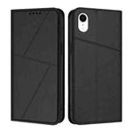 For iPhone XR Strong Magnetic Frosted Flip Leather Phone Case(Black)