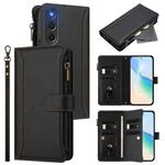 For ZTE Nubia Red Magic 10 Air Magnetic Closure 9 Card Slots Zipper Leather Case with Hand Strap(Black)
