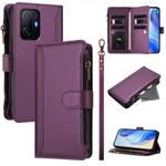 For Xiaomi 11T / 11T Pro Magnetic Closure 9 Card Slots Zipper Leather Case with Hand Strap(Purple)