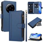 For Xiaomi 13 Ultra Magnetic Closure 9 Card Slots Zipper Leather Case with Hand Strap(Dark Blue)