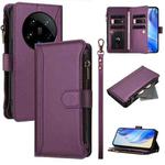 For Xiaomi 14 Ultra Magnetic Closure 9 Card Slots Zipper Leather Case with Hand Strap(Purple)