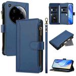 For Xiaomi 15 Ultra Magnetic Closure Nine Card Slots Zipper Leather Case with Hand Strap(Dark Blue)