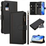 For Xiaomi Civi 1S Magnetic Closure 9 Card Slots Zipper Leather Case with Hand Strap(Black)