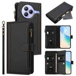 For Xiaomi Civi 5 Pro Magnetic Closure 9 Card Slots Zipper Leather Case with Hand Strap(Black)