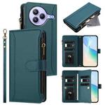 For Xiaomi Civi 5 Pro Magnetic Closure 9 Card Slots Zipper Leather Case with Hand Strap(Dark Green)