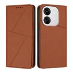 For Itel A80 Strong Magnetic Frosted Flip Leather Phone Case(Coffee Color)