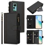 For Ulefone Note 14 Magnetic Closure 9 Card Slots Zipper Leather Case with Hand Strap(Black)