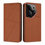 For Tecno Camon 20 Premier Strong Magnetic Frosted Flip Leather Phone Case(Coffee Color)