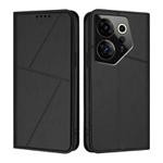 For Tecno Camon 20 Premier Strong Magnetic Frosted Flip Leather Phone Case(Black)